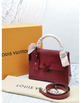 LOUIS VUITTON GRENELLE SMALL CORRUGATED HANDLE BAG IN RED WINE EPI LEATHER SHW -FULL SET-