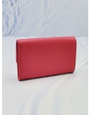 (UNUSED) CHANEL CORAL CALFSKIN LEATHER CC CAMELLIA O-CARD HOLDER 