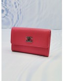 (UNUSED) CHANEL CORAL CALFSKIN LEATHER CC CAMELLIA O-CARD HOLDER 