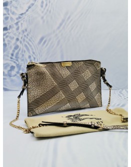 BURBERRY PYTHON GOLD EMBOSSED CHECK LEATHER CROSSBODY BAG 