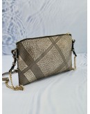 BURBERRY PYTHON GOLD EMBOSSED CHECK LEATHER CROSSBODY BAG 