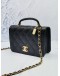 (LIKE NEW) 2023 MICROCHIP CHANEL MINI RECTANGLE TOP HANDLE CROSSBODY BAG IN BLACK MATELASSE CAVIAR LEATHER GHW