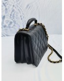 (LIKE NEW) 2023 MICROCHIP CHANEL MINI RECTANGLE TOP HANDLE CROSSBODY BAG IN BLACK MATELASSE CAVIAR LEATHER GHW