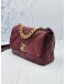 (LIKE NEW) 2023 MICROCHIP CHANEL 19 BURGUNDY PURPLE LAMBSKIN CC LOGO FLAP CROSSBODY BAG WITH 3 TONE HARDWARE