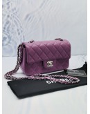 (UNUSED) 2021 CHANEL MINI RECTANGULAR FLAP SLING BAG IN PURPLE MAUCE COLOR LAMBSKIN LEATHER SHW