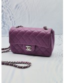 (UNUSED) 2021 CHANEL MINI RECTANGULAR FLAP SLING BAG IN PURPLE MAUCE COLOR LAMBSKIN LEATHER SHW