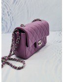 (UNUSED) 2021 CHANEL MINI RECTANGULAR FLAP SLING BAG IN PURPLE MAUCE COLOR LAMBSKIN LEATHER SHW