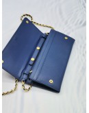 PRADA WALLET ON CHAIN DEEPSEA BLUE SAFFIANO LEATHER SLING BAG