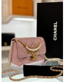 (UNUSED) 2024 MICROCHIP CHANEL MINI FLAP BAG IN LIGHT PURPLE SHINY LAMBSKIN LEATHER -FULL SET-