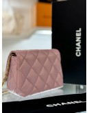 (UNUSED) 2024 MICROCHIP CHANEL MINI FLAP BAG IN LIGHT PURPLE SHINY LAMBSKIN LEATHER -FULL SET-