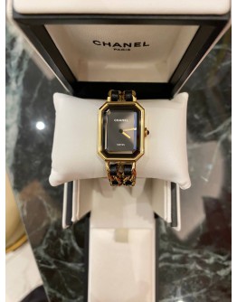 (BRAND NEW) 2024 CHANEL PREMIERE ROSE GOLD COLOR AND BLACK LEATHER 26MM QUARTZ WATCH -FULL SET-