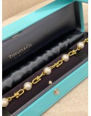 (BRAND NEW) 2024 TIFFANY & CO. HARDWEAR LINK BRACELET IN 18K 750 YELLOW GOLD WITH FRESHWATER PEARLS