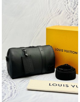 (UNUSED) 2024 LOUIS VUITTON CITY KEEPALL IN BLACK AEROGRAM CALF LEATHER -FULL SET-