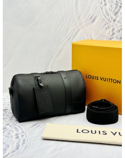 (UNUSED) 2024 LOUIS VUITTON CITY KEEPALL IN BLACK AEROGRAM CALF LEATHER -FULL SET-