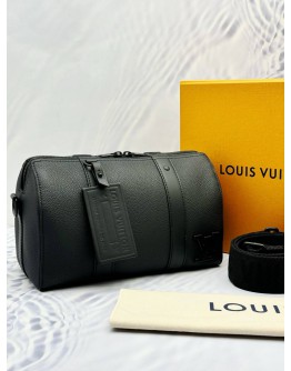 (UNUSED) 2024 LOUIS VUITTON CITY KEEPALL IN BLACK AEROGRAM CALF LEATHER -FULL SET-