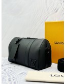 (UNUSED) 2024 LOUIS VUITTON CITY KEEPALL IN BLACK AEROGRAM CALF LEATHER -FULL SET-