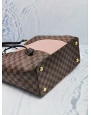 (LIKE NEW) LOUIS VUITTON JERSEY BROWN DAMIER EBENE CANVAS WITH PINK LEATHER TOTE SHOULDER BAG 