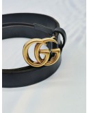 GUCCI MARMONT GG LOGO BELT IN BLACK LEATHER SIZE 85/24