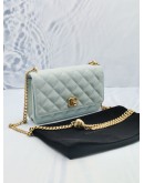 (LIKE NEW) 2024 MICROCHIP CHANEL WALLET ON CHAIN SWEETHEART LIGHT BLUE CAVIAR LEATHER BAG GHW