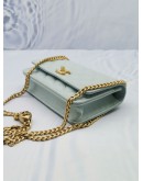 (LIKE NEW) 2024 MICROCHIP CHANEL WALLET ON CHAIN SWEETHEART LIGHT BLUE CAVIAR LEATHER BAG GHW