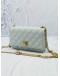 (LIKE NEW) 2024 MICROCHIP CHANEL WALLET ON CHAIN SWEETHEART LIGHT BLUE CAVIAR LEATHER BAG GHW