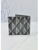 (BRAND NEW) 2023 CHRISTIAN DIOR BIFOLD WALLET IN GRAY CANVAS WITH CD DIAMOND PRINT