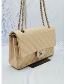 CHANEL CLASSIC MEDIUM SIZE IN BEIGE LAMBSKIN LEATHER WITH DOUBLE FLAP SILVER HARDWARE