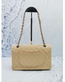 CHANEL CLASSIC MEDIUM SIZE IN BEIGE LAMBSKIN LEATHER WITH DOUBLE FLAP SILVER HARDWARE