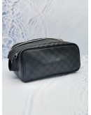 2023 MICROCHIP LOUIS VUITTON DOPP KIT TOILET POUCH IN BLACK DAMIER GRAPHITE CANVAS 