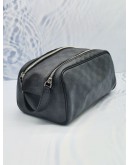 2023 MICROCHIP LOUIS VUITTON DOPP KIT TOILET POUCH IN BLACK DAMIER GRAPHITE CANVAS 