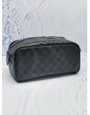 2023 MICROCHIP LOUIS VUITTON DOPP KIT TOILET POUCH IN BLACK DAMIER GRAPHITE CANVAS 