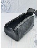 2023 MICROCHIP LOUIS VUITTON DOPP KIT TOILET POUCH IN BLACK DAMIER GRAPHITE CANVAS 