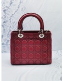 CHRISTIAN DIOR LADY DIOR MEDIUM SIZE IN RED CANNAGE LAMBSKIN LEATHER SHW