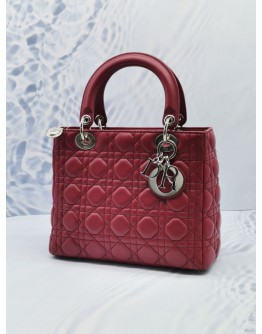 CHRISTIAN DIOR LADY DIOR MEDIUM SIZE IN RED CANNAGE LAMBSKIN LEATHER SHW