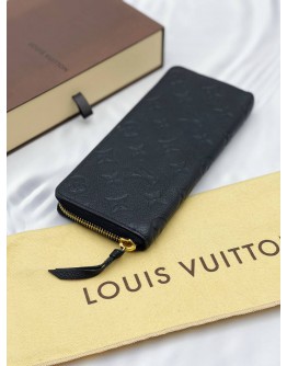 (LIKE NEW) LOUIS VUITTON CLEMENCE ZIPPY WALLET IN BLACK MONOGRAM EMPREINTE LEATHER -FULL SET-