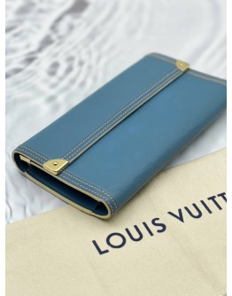 LOUIS VUITTON PORTE TRESOR INTERNATIONAL WALLET IN BLUE SUHALI LEATHER