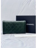 CHANEL BOY LONG FLAP WALLET IN DARK GREEN CAVIAR LEATHER