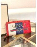 (BRAND NEW) GUCCI LOGO PRINT TRICOLOR STRIPE CANVAS ZIPPY LONG WALLET -FULL SET-