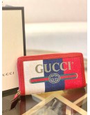 (BRAND NEW) GUCCI LOGO PRINT TRICOLOR STRIPE CANVAS ZIPPY LONG WALLET -FULL SET-