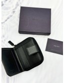 PRADA COMPACT ZIP AROUND WALLET IN BLACK SAFFIANO LEATHER