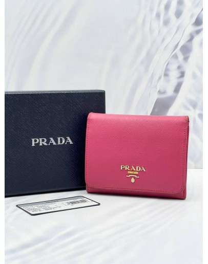 PRADA TRI-FOLD WALLET IN PINK SAFFIANO LEATHER