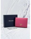 PRADA TRI-FOLD WALLET IN PINK SAFFIANO LEATHER