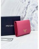 PRADA TRI-FOLD WALLET IN PINK SAFFIANO LEATHER