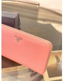 (BRAND NEW) PRADA PINK SAFFIANO LEATHER ZIP LONG WALLET -FULL SET-