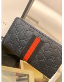 (BRAND NEW) GUCCI SHERRY LINE GUCCISSIMA NAVY BLUE GG LEATHER ZIP LONG WALLET -FULL SET-