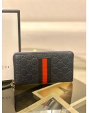 (BRAND NEW) GUCCI SHERRY LINE GUCCISSIMA NAVY BLUE GG LEATHER ZIP LONG WALLET -FULL SET-