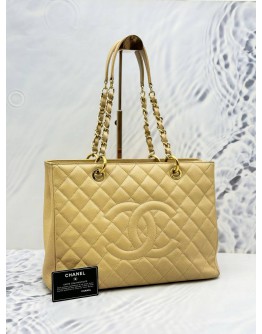 2013 CHANEL GST GRAND SHOPPING TOTE BAG IN BEIGE CAVIAR LEATHER