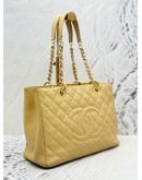 2013 CHANEL GST GRAND SHOPPING TOTE BAG IN BEIGE CAVIAR LEATHER