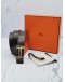 HERMES H AU CARRE BUCKLE & BROWN & ORANEG REVERSIBLE LEATHER BELT SIZE 105-FULL SET-