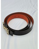 HERMES H AU CARRE BUCKLE & BROWN & ORANEG REVERSIBLE LEATHER BELT SIZE 105-FULL SET-